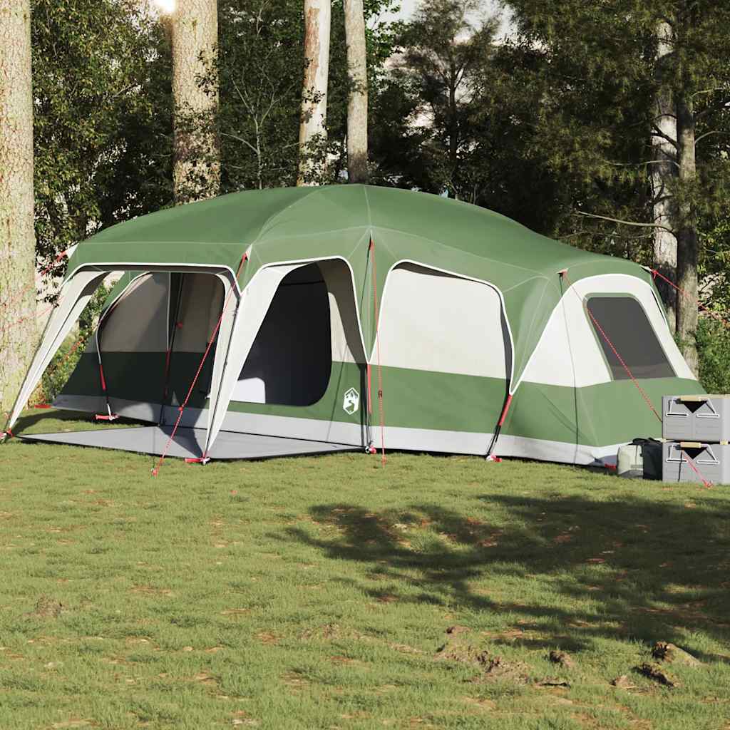 Tienda familiar VidaXL con cúpula veranda, 9 personas impermeable verde
