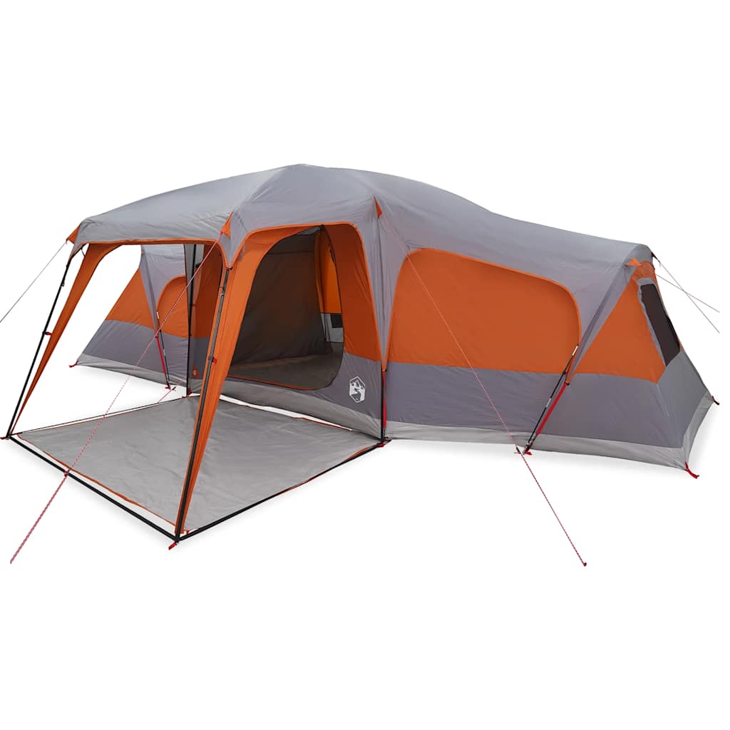 VidaXL family tent with veranda dome 9 persons waterproof gray orange