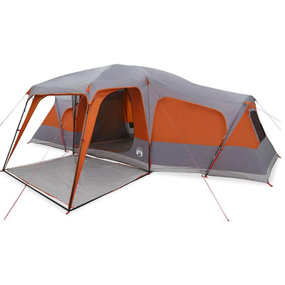 Tenda familiare VidaXL con cupola veranda 9 persone impermeabile grigio arancione
