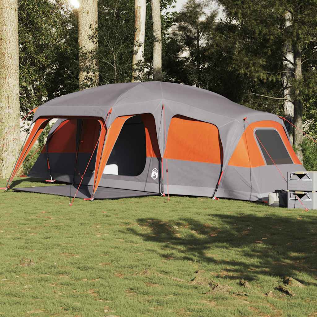 VidaXL family tent with veranda dome 9 persons waterproof gray orange