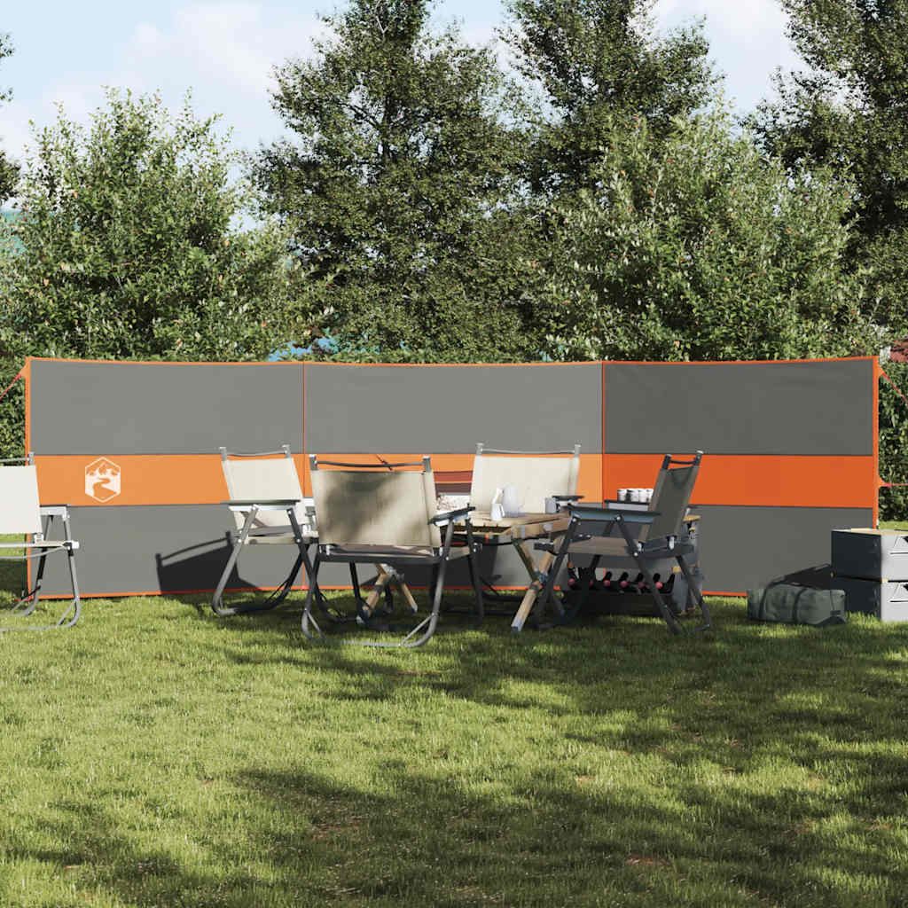 VidaXL parabrezza da campeggio impermeabile 490x123 cm grigio e arancione