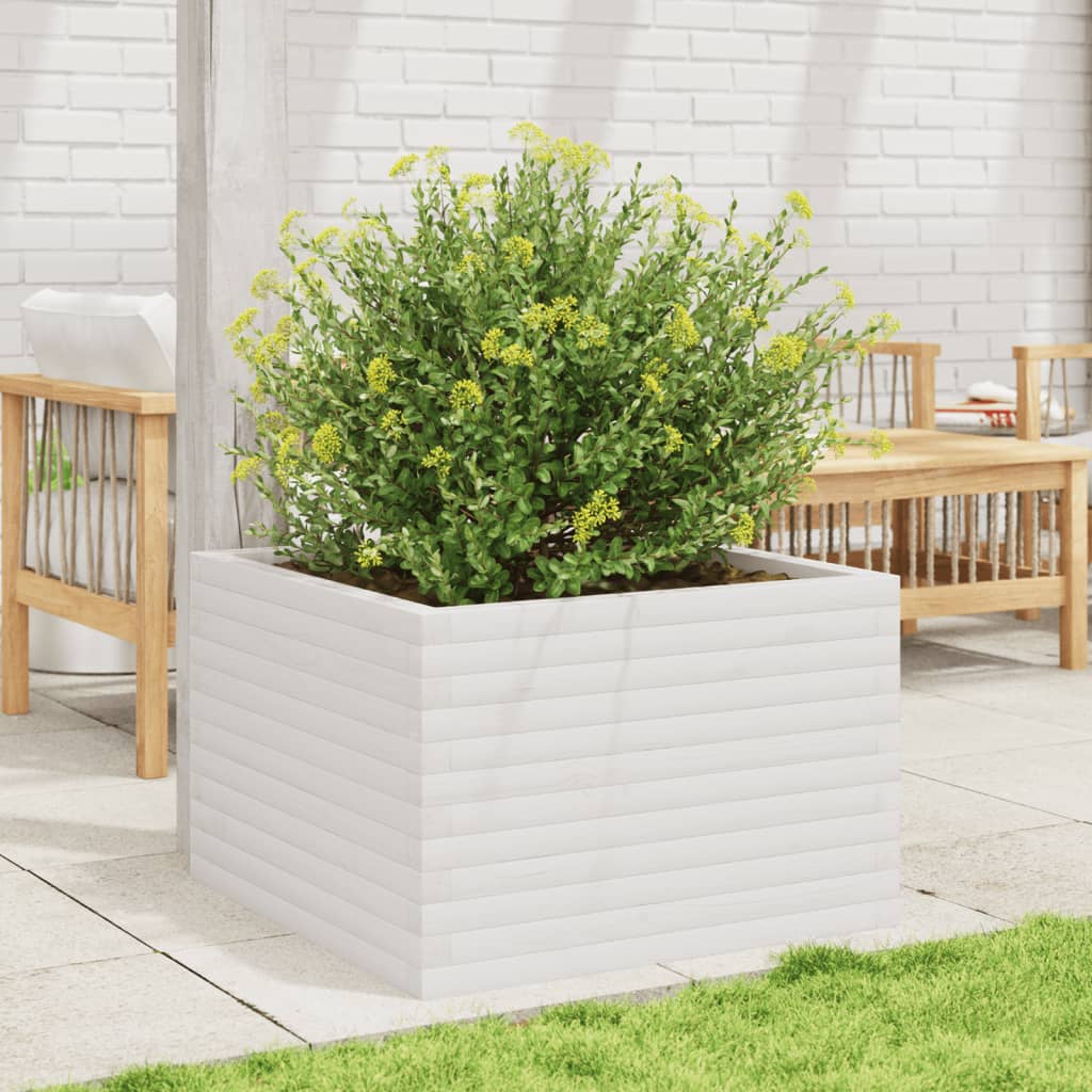 Vidaxl Planning Box 70x70x45.5 cm de pino sólido blanco