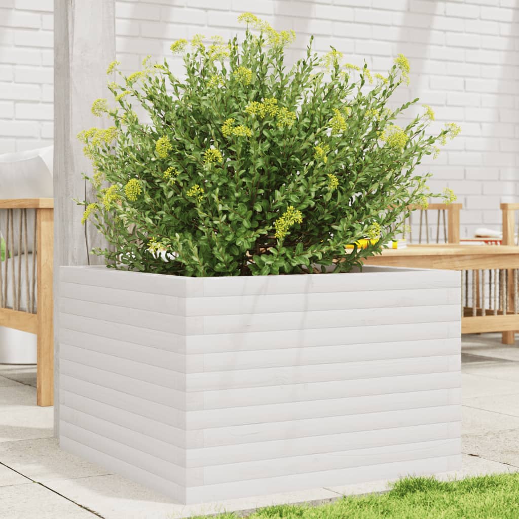 Vidaxl Planning Box 70x70x45.5 cm de pino sólido blanco