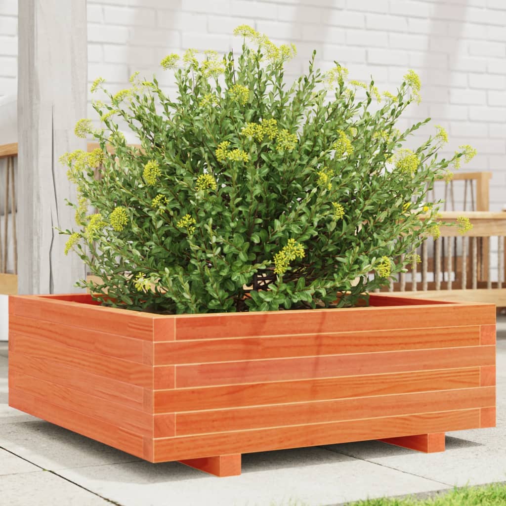 Vidaxl Planning Box 70x70x26.5 cm de pino sólido marrón