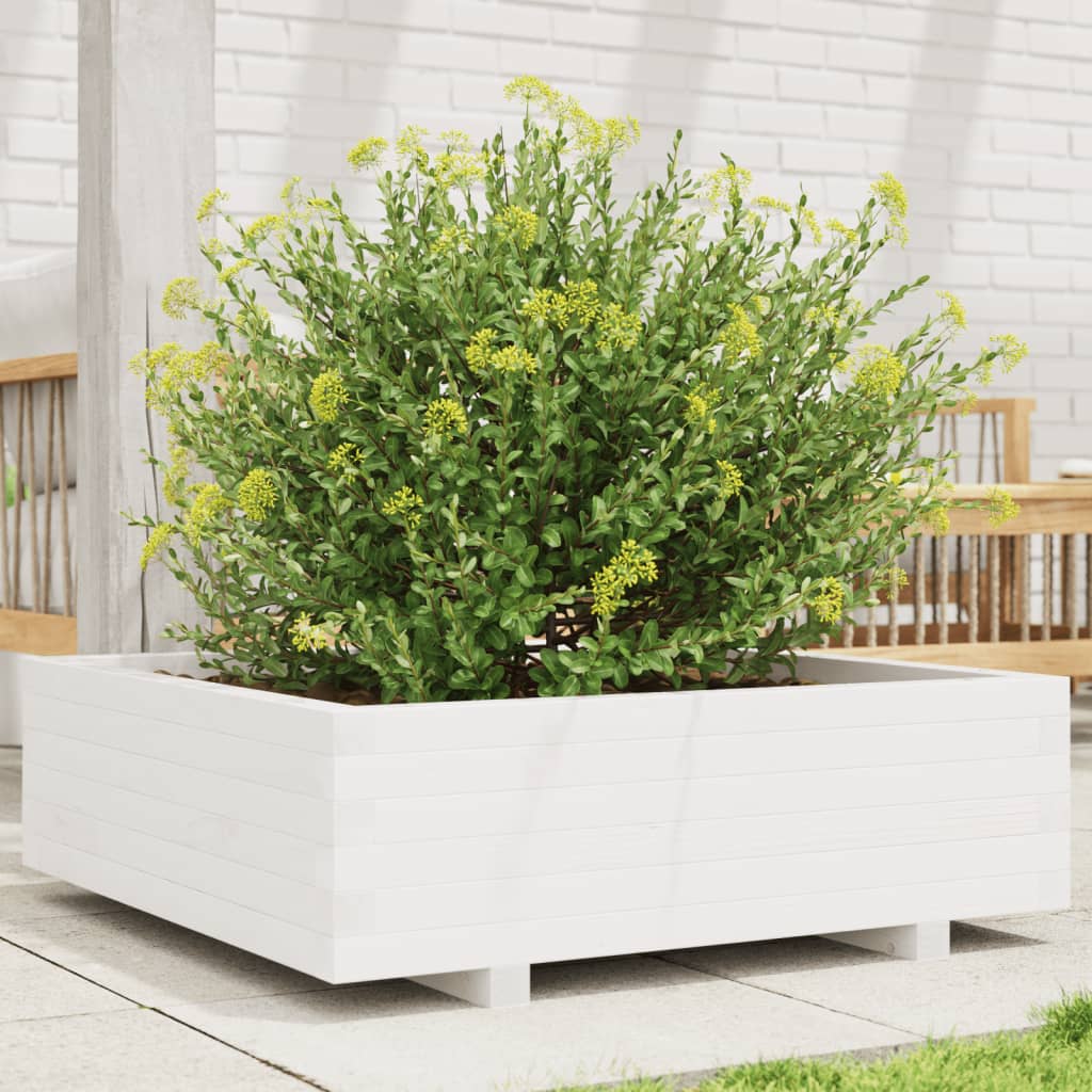 Vidaxl plantenbak 80x80x26,5 cm massief grenenhout wit