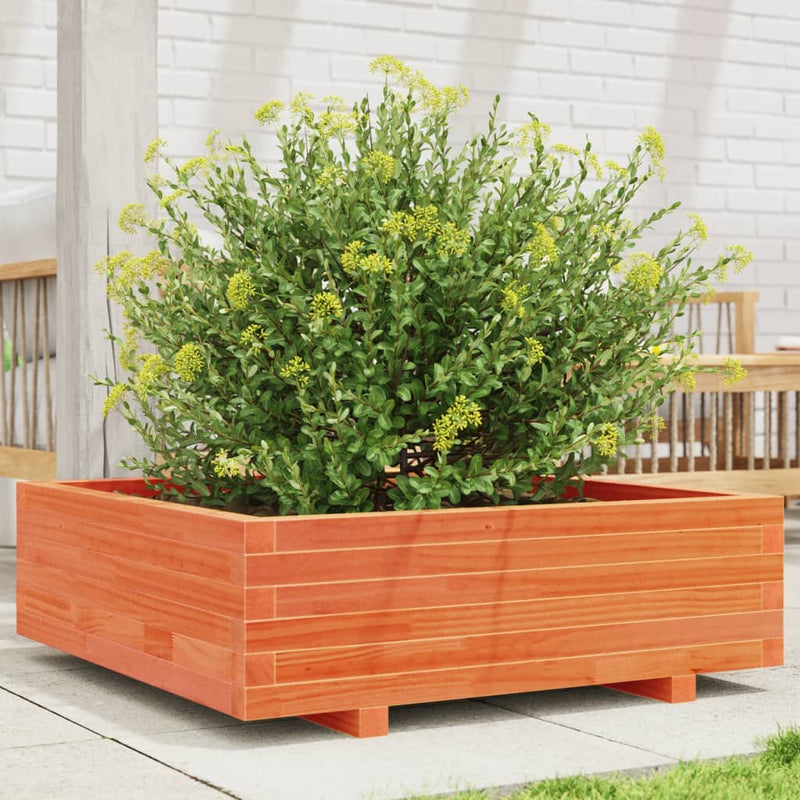 Vidaxl Planning Box 80x80x26.5 cm de pino sólido marrón