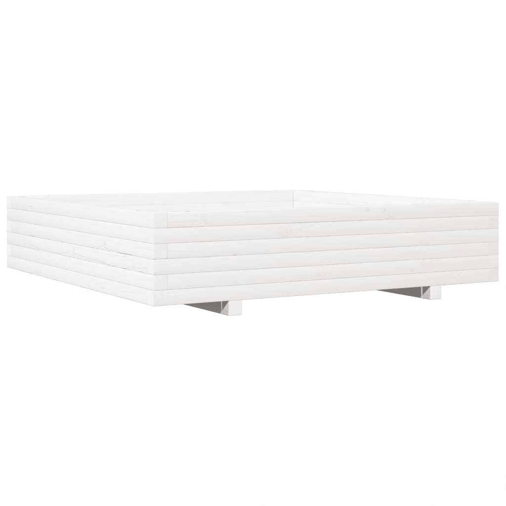 Vidaxl Planning Box 110x110x26.5 cm de pino sólido blanco