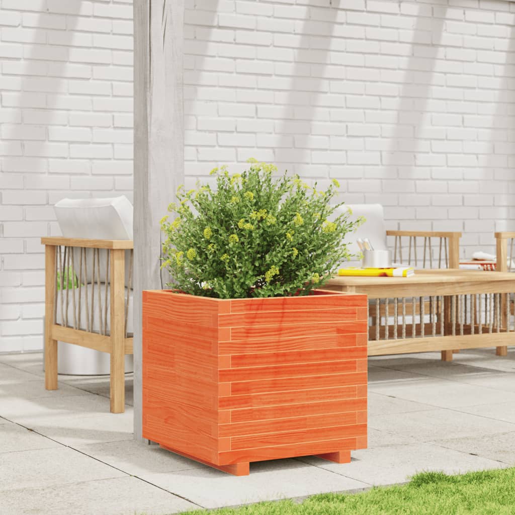 Vidaxx macetero 50x50x49,5 cm madera maciza de pino, marrón lavado