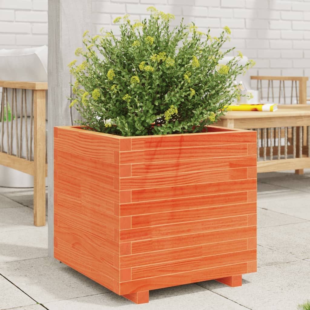 Vidaxx macetero 50x50x49,5 cm madera maciza de pino, marrón lavado