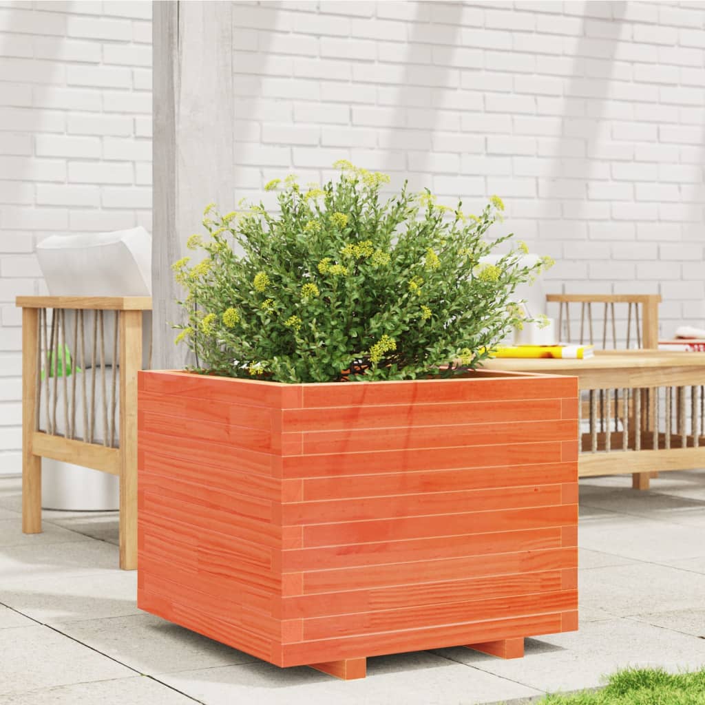 Vidaxx macetero 60x60x49,5 cm madera maciza de pino, marrón lavado