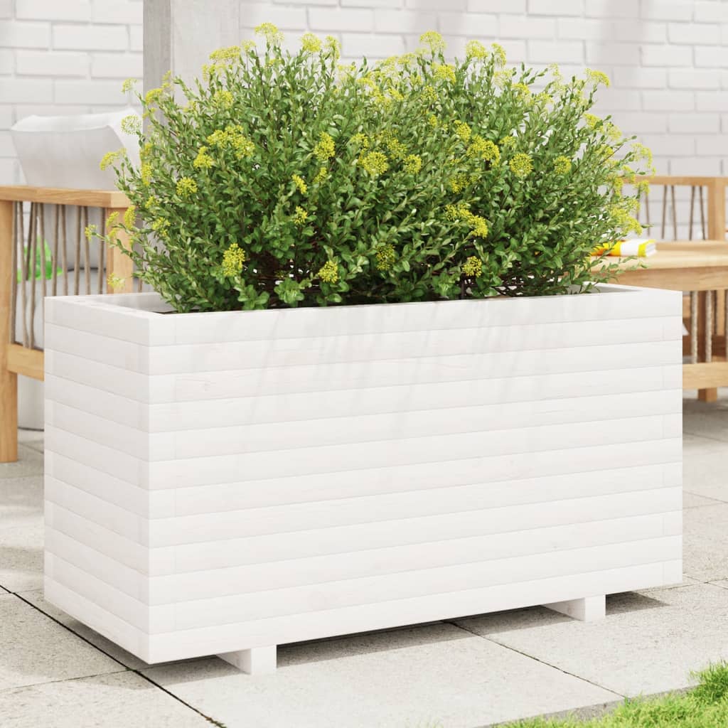 Vidaxl Planning Box 90x40x49.5 cm de pino sólido blanco