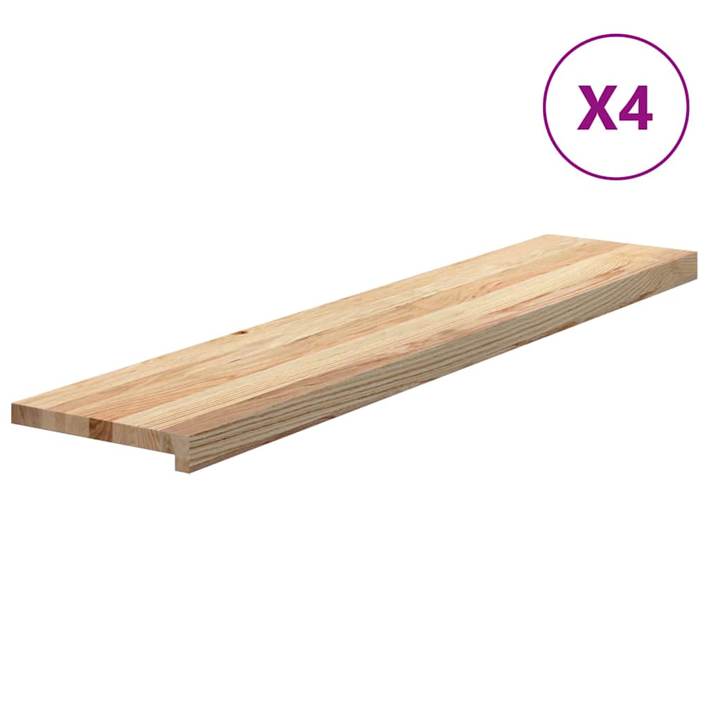 Gradini per scale Vidaxx 4 pezzi 120x25x2 cm rovere massello non trattato