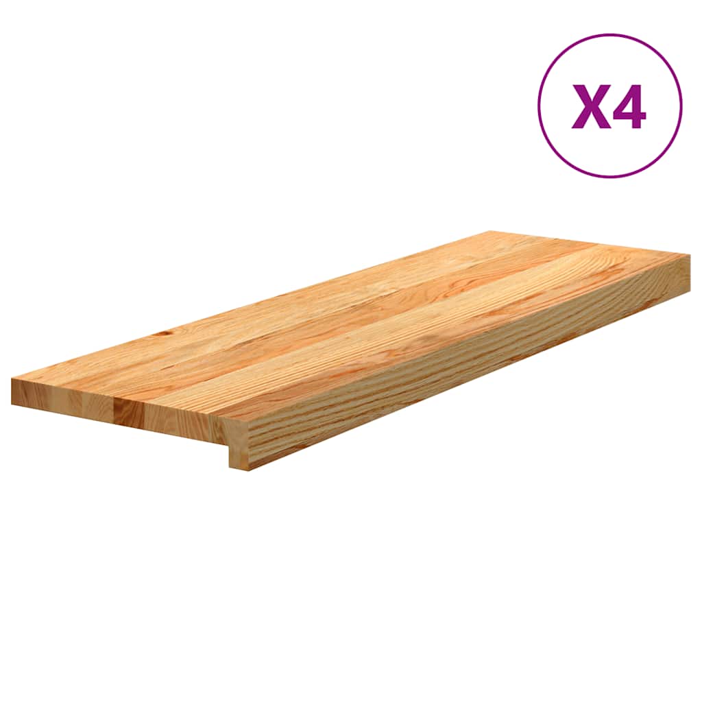 Vidaxl traptreden 4 st 80x25x2 cm massief eikenhout lichtbruin