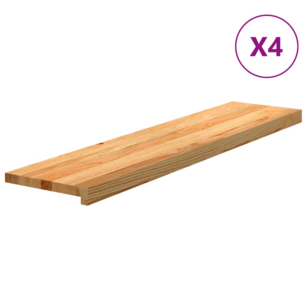 Gradini per scale VidaXL 4 pz 110x25x2 cm rovere massello marrone chiaro