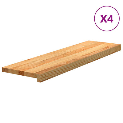 Vidaxx peldaños de escalera 4 piezas 90x30x2 cm roble macizo marrón claro