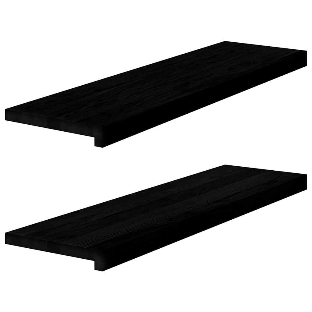 Vidaxl pasos 2 st 90x30x2 cm roble sólido marrón oscuro