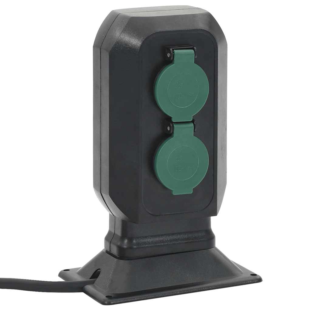 Vidaxl Garden Stop Contacto y Pin de tierra 2-vía 15.5x11x24 cm negro y verde