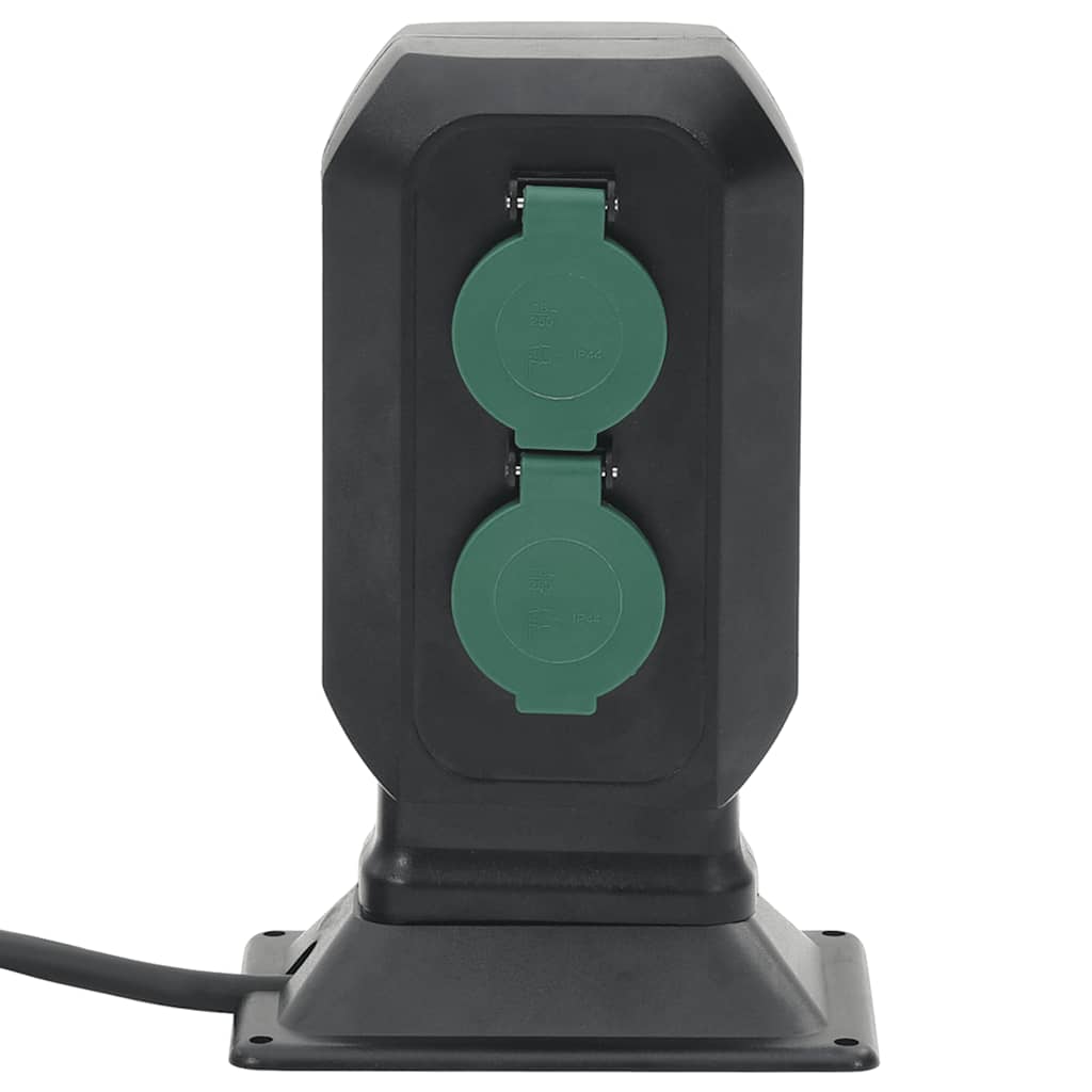 Vidaxl Garden Stop Contacto y Pin de tierra 2-vía 15.5x11x24 cm negro y verde