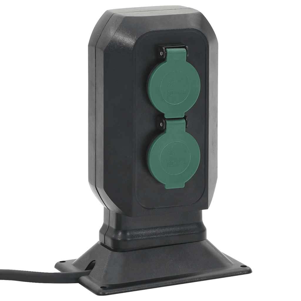 Vidaxl Garden Stop Contacto y Pin de tierra 4-vías 15.5x11x24 cm negro y verde