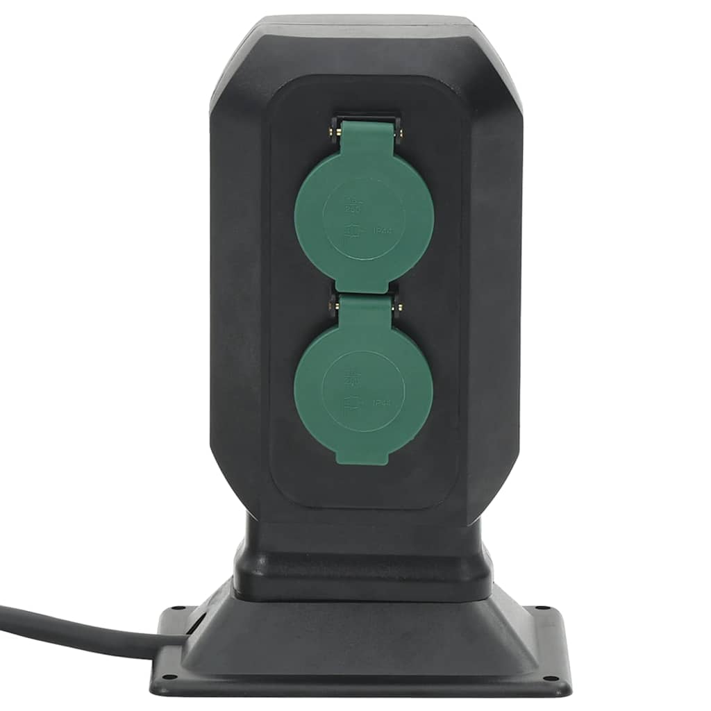 Vidaxl Garden Stop Contacto y Pin de tierra 4-vías 15.5x11x24 cm negro y verde