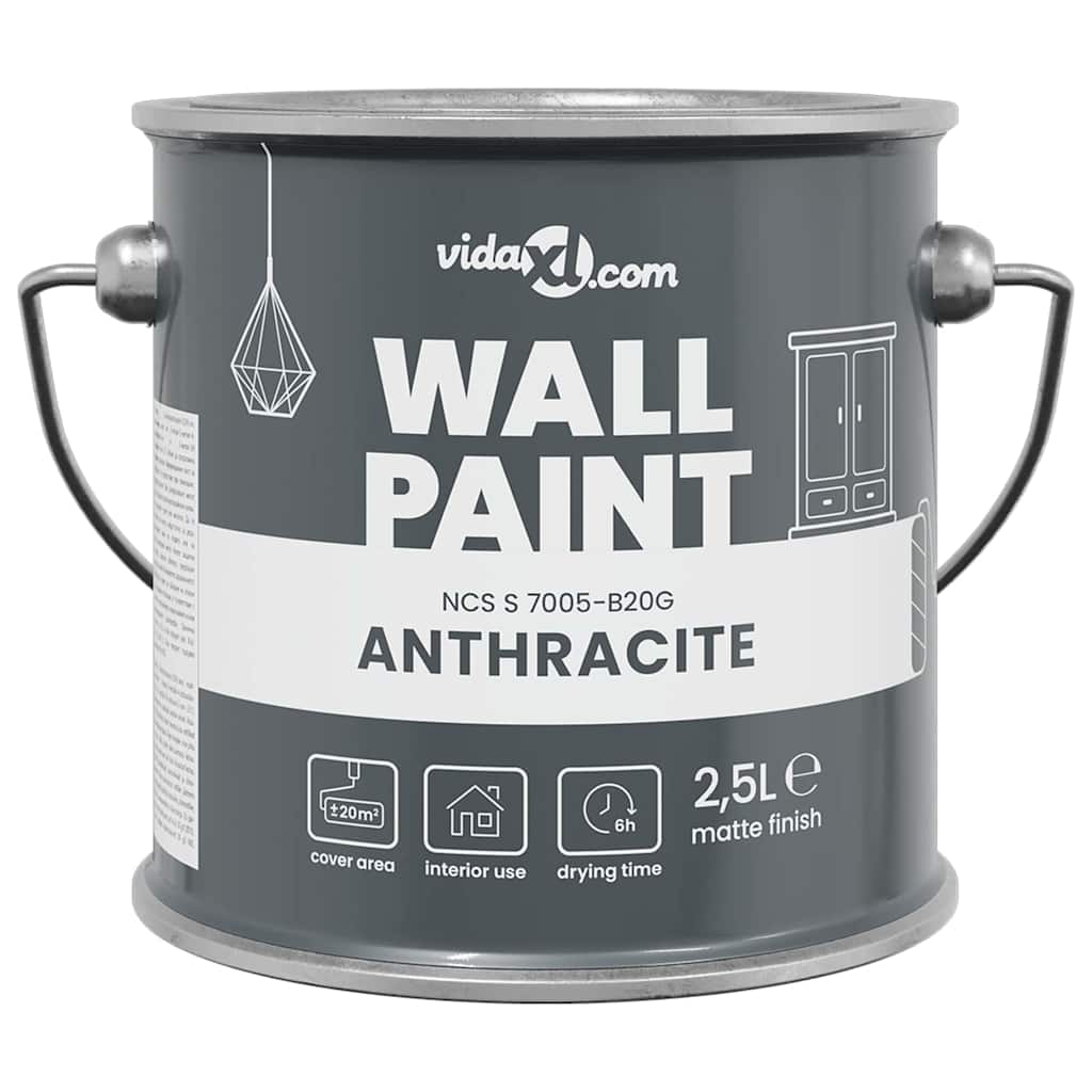 VidaXL pintura de pared gris 2,5 l impresión de pared