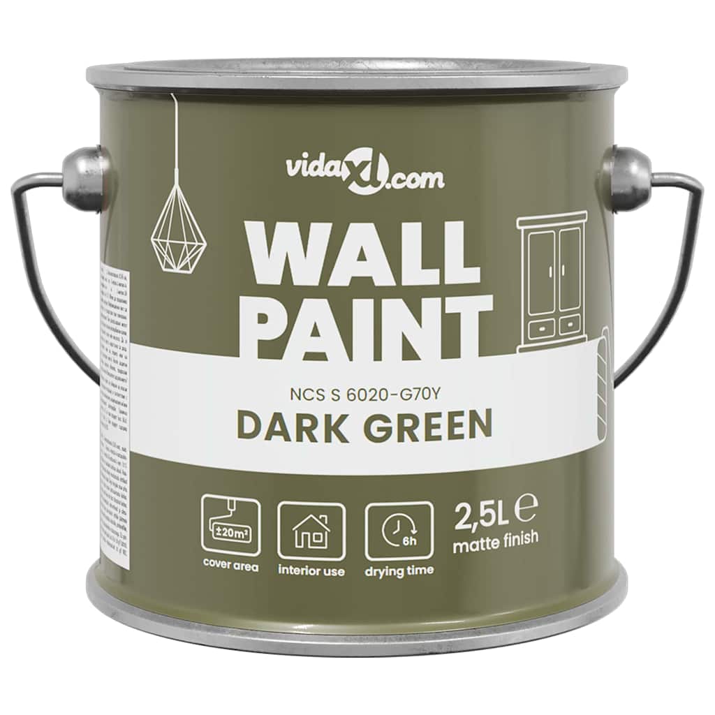 VidaXL pintura de pared verde 2,5 l impresión de pared