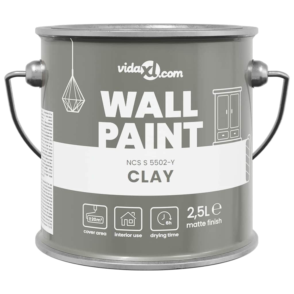 VidaXL pintura de pared gris 2,5 l impresión de pared