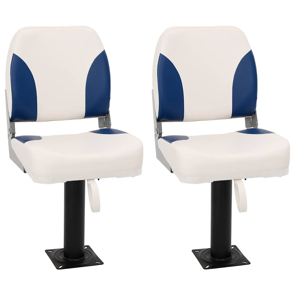 Vidaxl bootstoel 2 set inklapbaar 41x36x48 cm blauw en wit