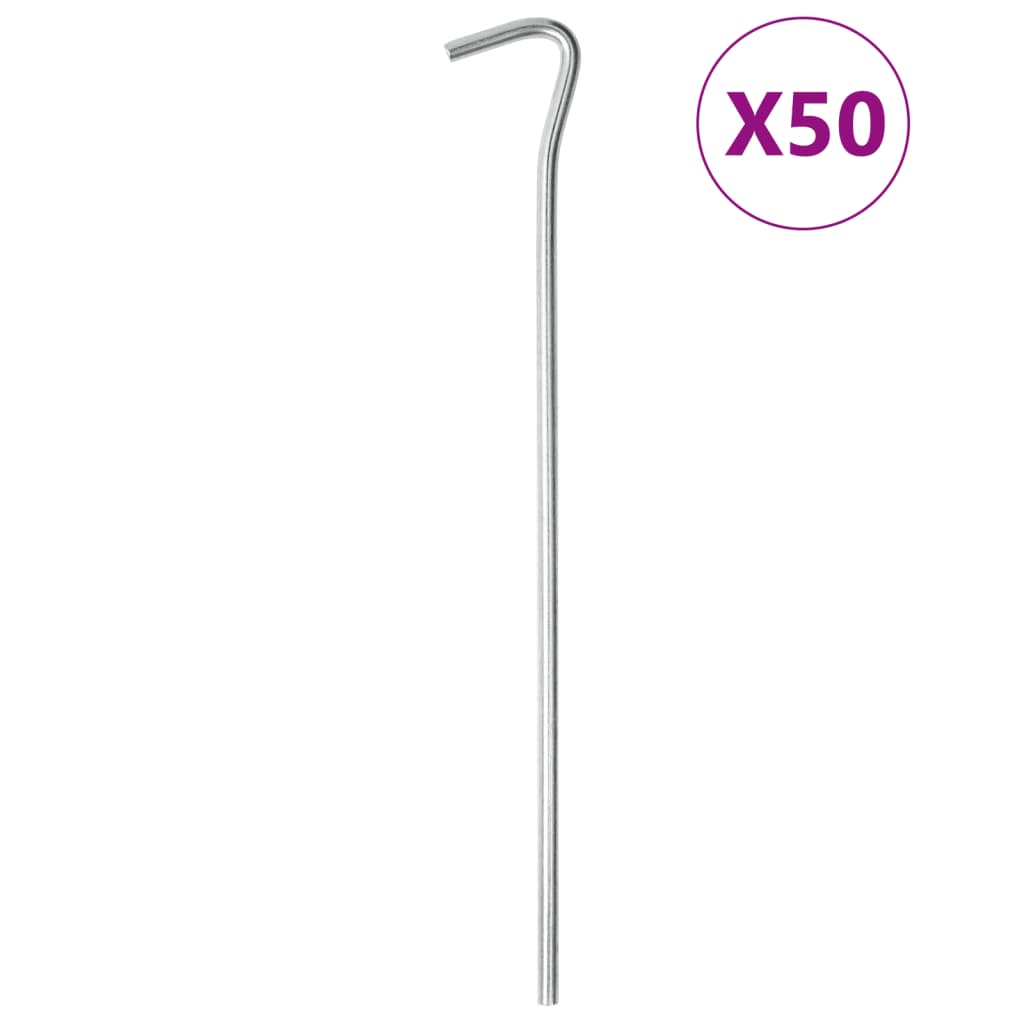 Pegs de tienda Vidaxl 50 STS Ø5 mm 23 cm de acero galvanizado