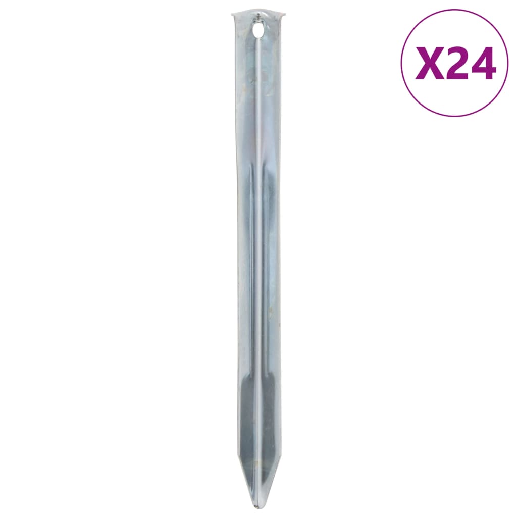 Pegs de tienda Vidaxl 24 ST Ø20 mm 22 cm de acero galvanizado