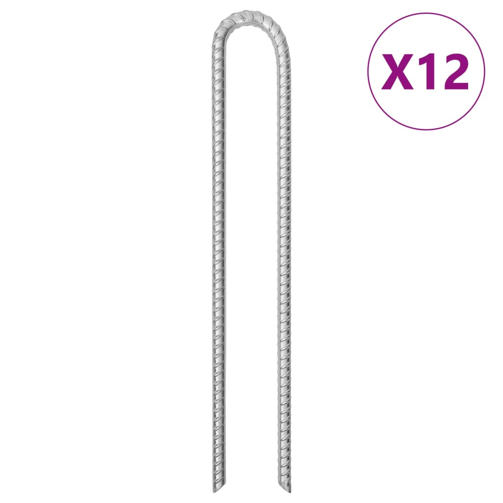 PEGAS DE TENTA VIDAXL 12 PCS en forma de U Ø12 mm 41.5 cm de acero galvanizado
