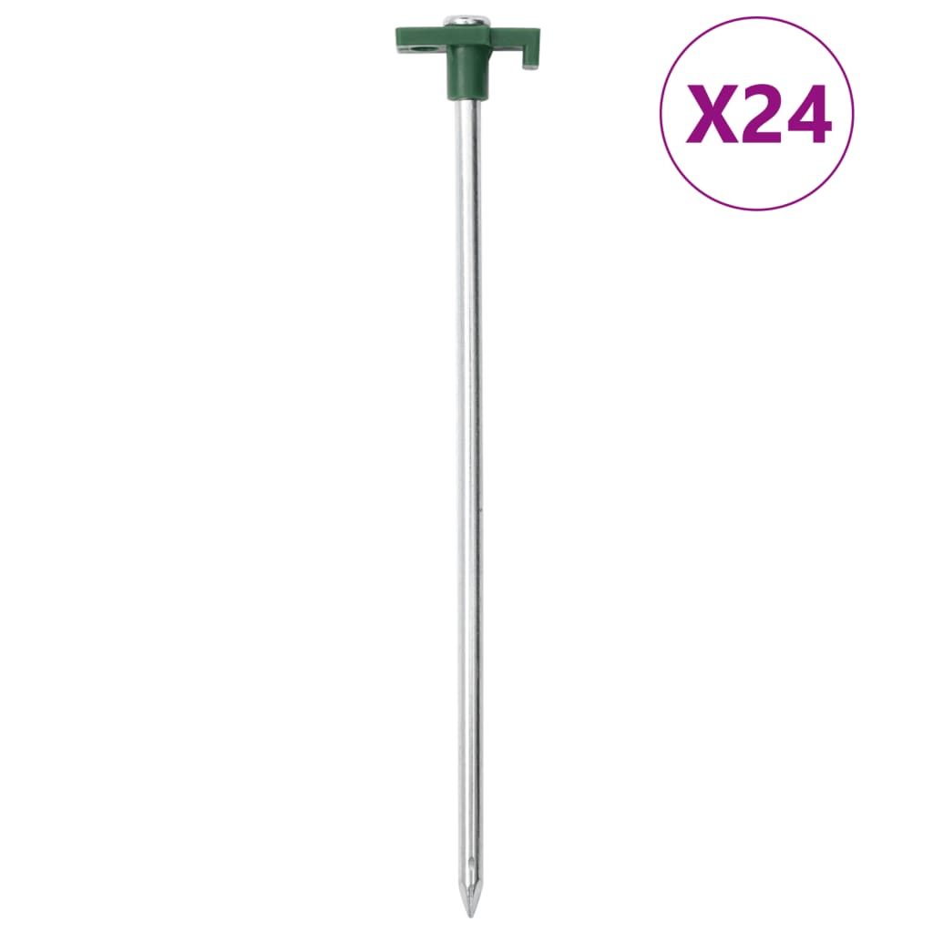 Vidaxl Tent Belling 24 St 7 mm 25 cm de acero galvanizado polipropeno