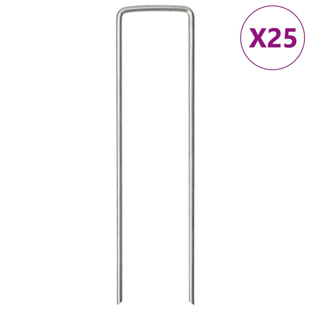Vidaxx estacas de suelo 25 piezas en forma de U 15x3,5 cm acero galvanizado