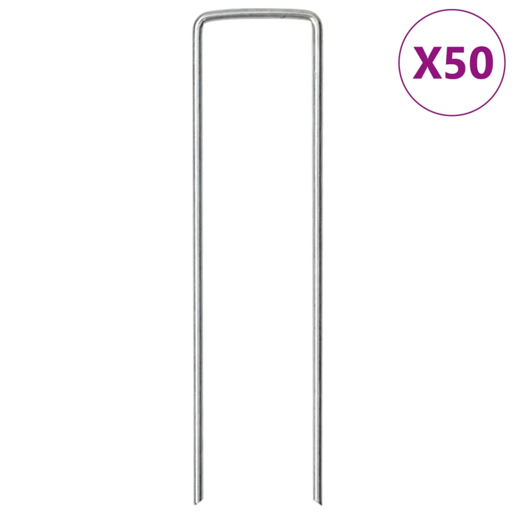 Vidaxl ground pegs 50 pcs u-shaped 15x3.5 cm galvanized steel