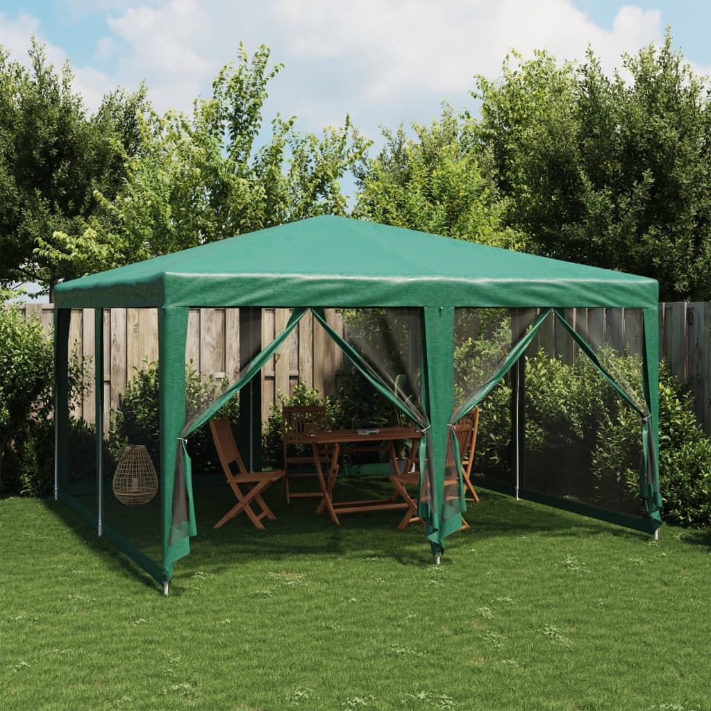 Tienda de fiesta Vidaxl con 8 paredes laterales de malla 4x4 M HDPE GREEN