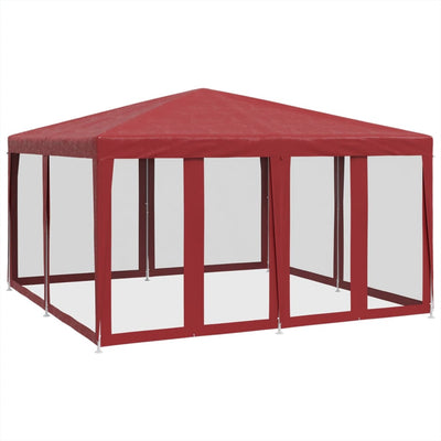 Tienda de fiesta Vidaxl con 8 paredes laterales de malla 4x4 M HDPE RED