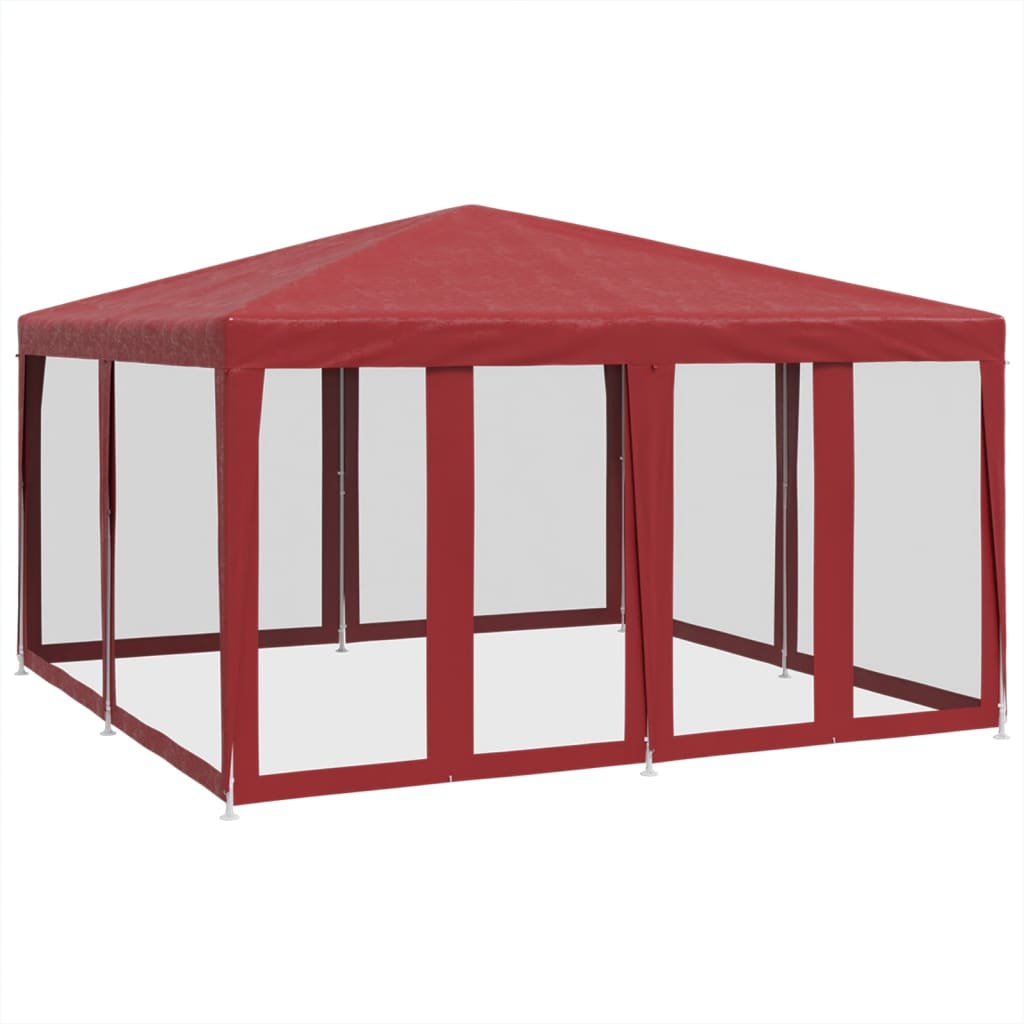 Tienda de fiesta Vidaxl con 8 paredes laterales de malla 4x4 M HDPE RED