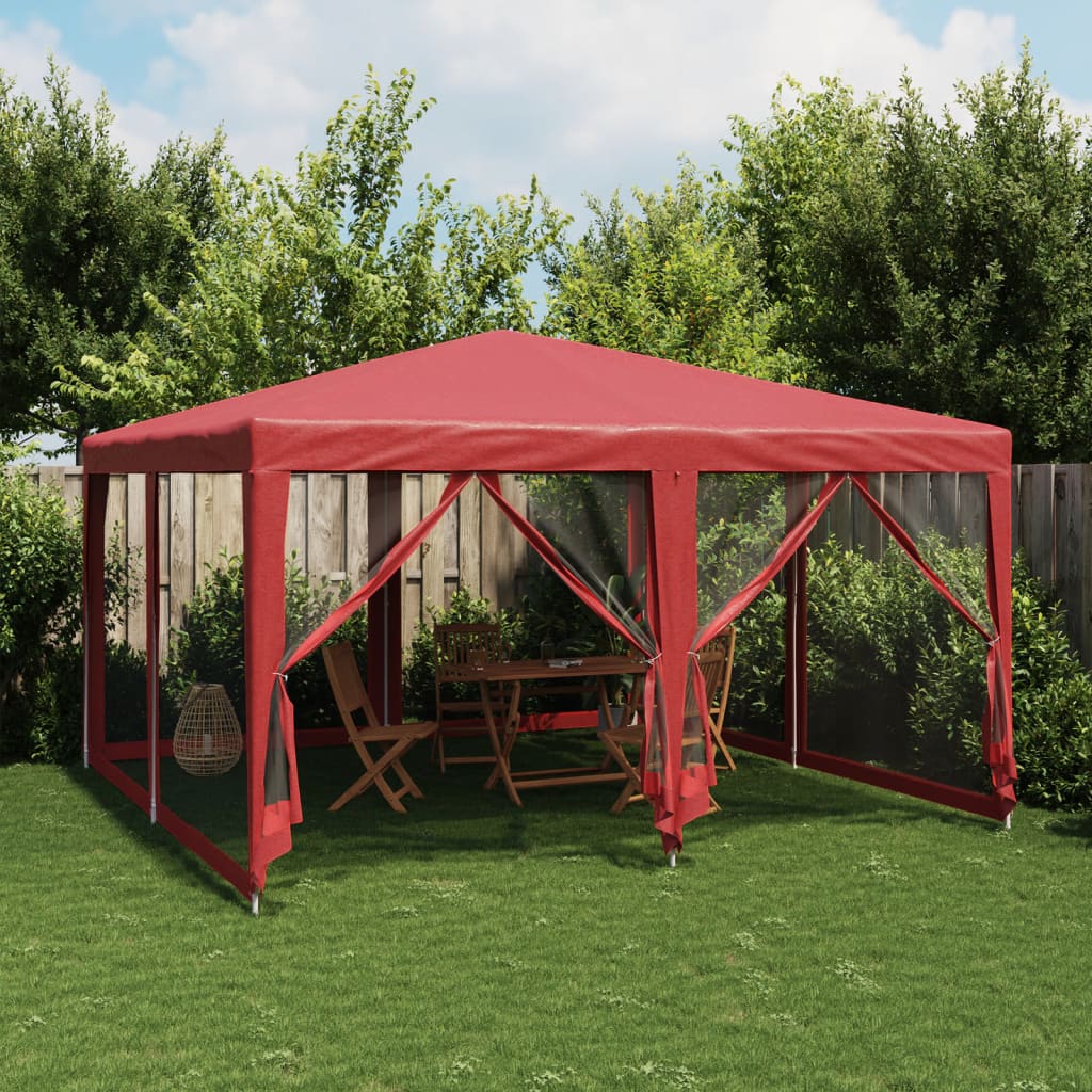 Tienda de fiesta Vidaxl con 8 paredes laterales de malla 4x4 M HDPE RED