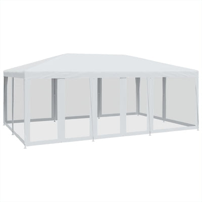 Tienda de fiesta Vidaxl con 10 paredes laterales de malla 6x4 M HDPE WHITE