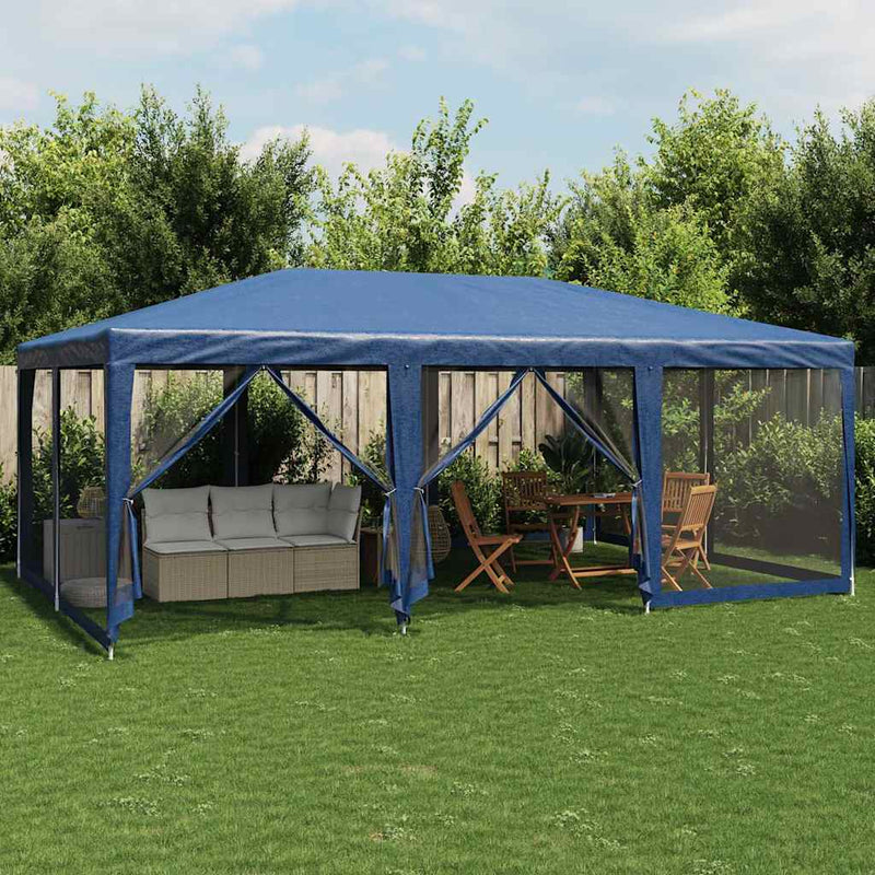Tenda per feste Vidaxl con pareti laterali da 10 mesh 6x4 m HDPE blu