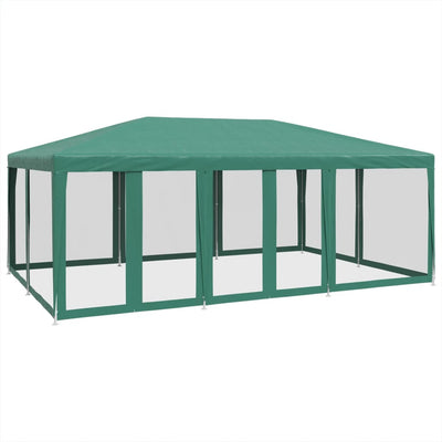 Tienda de fiesta Vidaxl con 10 paredes laterales de malla 6x4 M HDPE GREEN