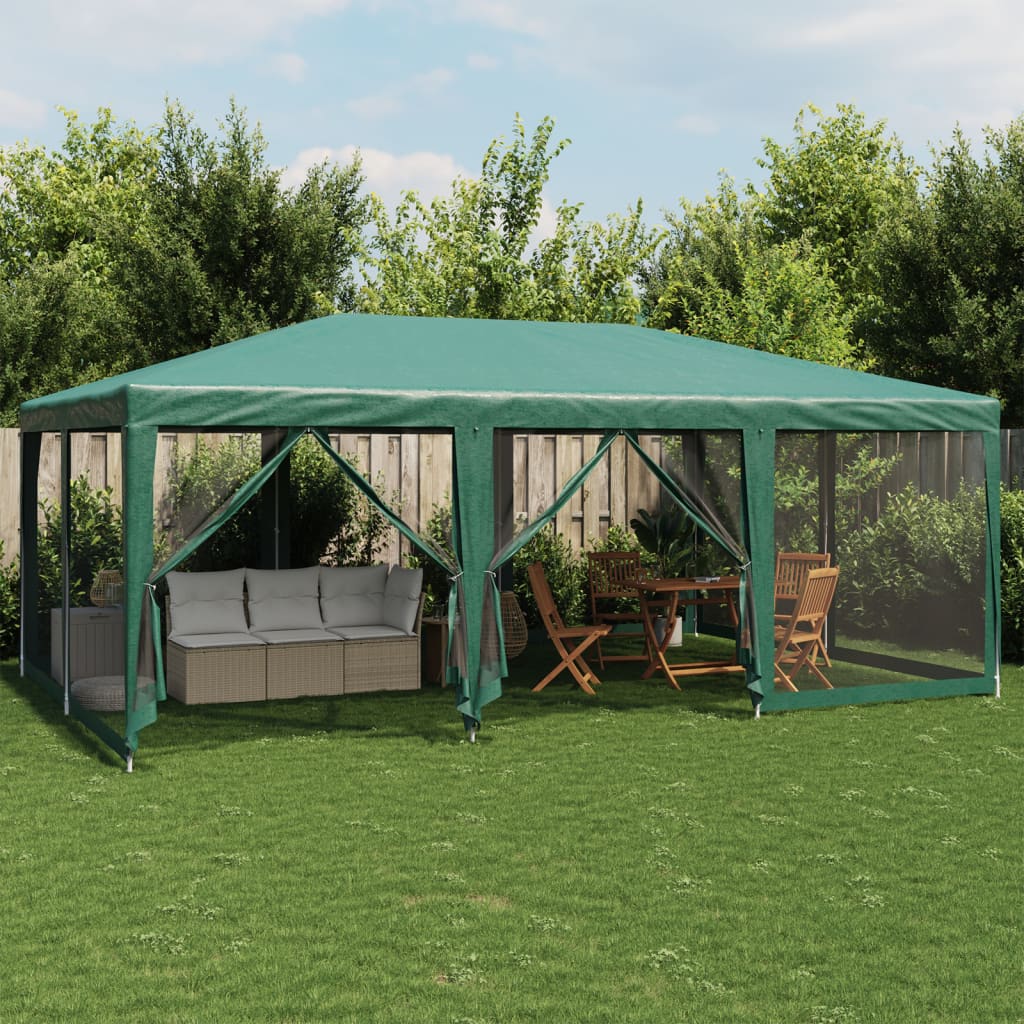 Tienda de fiesta Vidaxl con 10 paredes laterales de malla 6x4 M HDPE GREEN