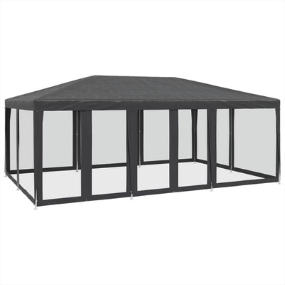 Tienda de fiesta Vidaxl con 10 paredes laterales de malla 6x4 M HDPE -antracita