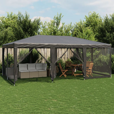 Tienda de fiesta Vidaxl con 10 paredes laterales de malla 6x4 M HDPE -antracita