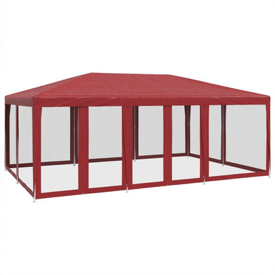Tienda de fiesta Vidaxl con 10 paredes laterales de malla 6x4 M HDPE RED