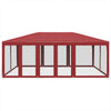 Tienda de fiesta Vidaxl con 10 paredes laterales de malla 6x4 M HDPE RED