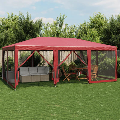 Tienda de fiesta Vidaxl con 10 paredes laterales de malla 6x4 M HDPE RED