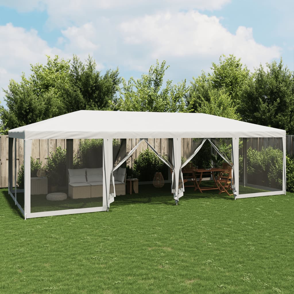Tienda de fiesta Vidaxl con 12 paredes laterales de malla 8x4 M HDPE WHITE