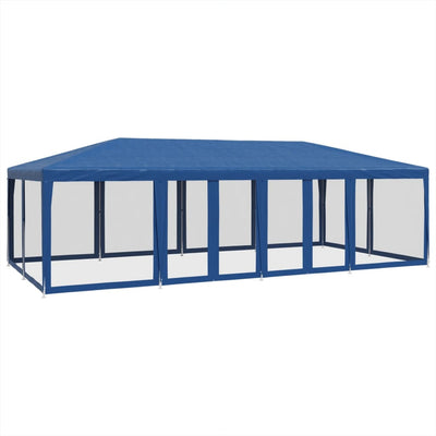 Tienda de fiesta Vidaxl con 12 paredes laterales de malla 8x4 M HDPE Azul
