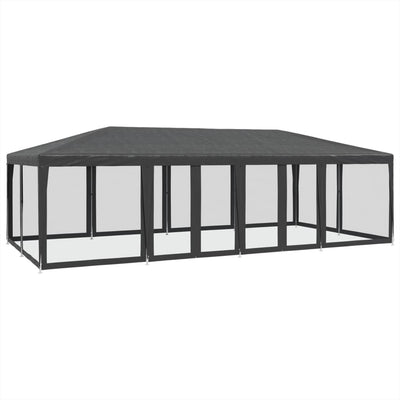 Tenda per feste Vidaxl con 12 pareti laterali a maglie 8x4 M HDPE antracite -lorato